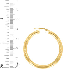 Load image into Gallery viewer, 10k Yellow Gold 4mm High Polish and Satin Finish Round Tube Hoop Earrings