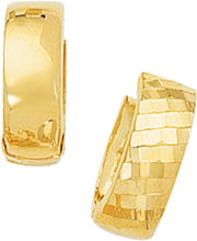 Load image into Gallery viewer, 14k Yellow Gold and White Gold 15mm Reversible Diamond Cut & Polished Huggie Earrings