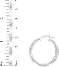 Load image into Gallery viewer, 10k White Gold 4mm High Polish and Satin Finish Round Tube Hoop Earrings