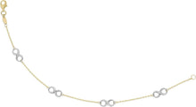 Load image into Gallery viewer, 14k Two-Tone Gold 6mm Infinity Station Charm Link Bracelet, 7.5 Inch