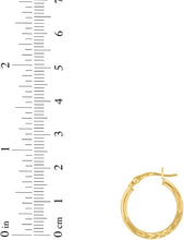 Load image into Gallery viewer, 10k Yellow Gold 2mm High Polish and Satin Finish Round Tube Hoop Earrings
