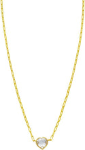 Load image into Gallery viewer, 14k Yellow Gold Heart Shape Gemstone Pendant Chain Necklace, 16” - 18 Inch - (Blue Topaz, Amethyst, Garnet, Citrine, or White Topaz)