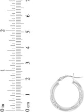 Load image into Gallery viewer, 10k White Gold 3mm High Polish and Satin Finish Round Tube Hoop Earrings