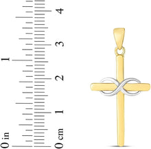 Load image into Gallery viewer, 14k Yellow Gold 1.1" Infinity Classic Cross Charm Pendant with optional Adjustable Chain Necklace