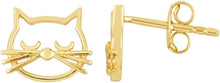 Load image into Gallery viewer, 14k Yellow Gold 7.7mm Polished Cat Face Stud Earrings