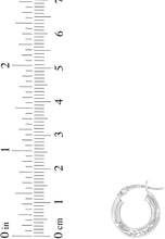 Load image into Gallery viewer, 10k White Gold 3mm High Polish and Satin Finish Round Tube Hoop Earrings