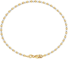 Load image into Gallery viewer, 14k Two-Tone Gold 2mm Alternating Yellow and White Gold Bead Link Bracelet, 7 Inch