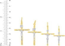 Load image into Gallery viewer, 10k Yellow Gold and White Gold Jesus Christ Cross INRI Crucifix Pendant