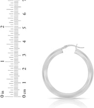 Load image into Gallery viewer, 10k White Gold 25mm x 4mm High Polish Round Tube Hoop Earrings