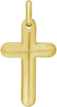 Load image into Gallery viewer, 14k Yellow Gold 0.9" Rounded Cross Charm Pendant with optional Adjustable Chain Necklace