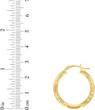 Load image into Gallery viewer, 10k Yellow Gold 3mm High Polish and Satin Finish Round Tube Hoop Earrings