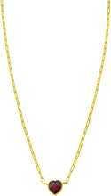 Load image into Gallery viewer, 14k Yellow Gold Heart Shape Gemstone Pendant Chain Necklace, 16” - 18 Inch - (Blue Topaz, Amethyst, Garnet, Citrine, or White Topaz)