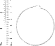 Load image into Gallery viewer, 10k White Gold 2mm High Polish and Satin Finish Round Tube Hoop Earrings