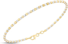 Load image into Gallery viewer, 14k Two-Tone Gold 2mm Alternating Yellow and White Gold Bead Link Bracelet, 7 Inch