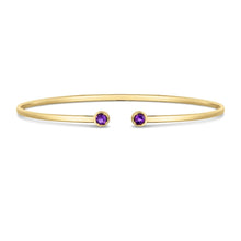 Load image into Gallery viewer, 14k Yellow Gold 2mm Open Cuff Gemstone Bangle Bracelet