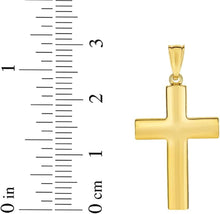 Load image into Gallery viewer, 14k Yellow Gold 0.9" Reversible Diamond Cut & Polished Cross Charm Pendant with optional Adjustable Chain Necklace