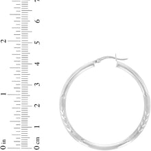 Load image into Gallery viewer, 10k White Gold 3mm High Polish and Satin Finish Round Tube Hoop Earrings