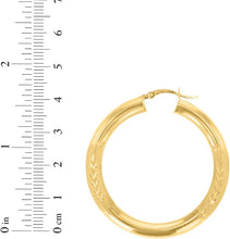 Load image into Gallery viewer, 10k Yellow Gold 5mm High Polish and Satin Finish Round Tube Hoop Earrings