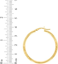 Load image into Gallery viewer, 10k Yellow Gold 2.5mm High Polish and Satin Finish Round Tube Hoop Earrings