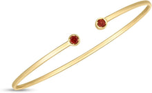Load image into Gallery viewer, 14k Yellow Gold 2mm Open Cuff Gemstone Bangle Bracelet