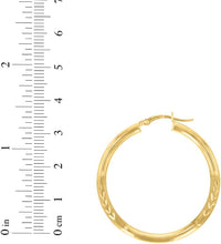 Load image into Gallery viewer, 10k Yellow Gold 3mm High Polish and Satin Finish Round Tube Hoop Earrings