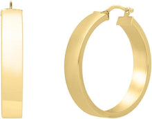 Load image into Gallery viewer, 14k Yellow Gold Small High Polish Square Wedding Band Hoop Earrings - view 3
