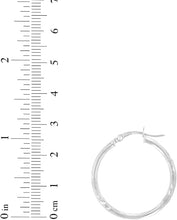 Load image into Gallery viewer, 10k White Gold 2mm High Polish and Satin Finish Round Tube Hoop Earrings