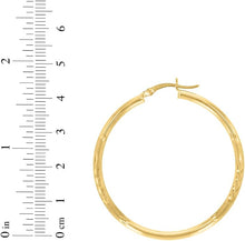 Load image into Gallery viewer, 10k Yellow Gold 2.5mm High Polish and Satin Finish Round Tube Hoop Earrings