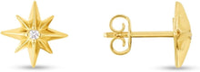 Load image into Gallery viewer, 14k Yellow Gold 10mm 0.03ct Diamond North Star Earrings