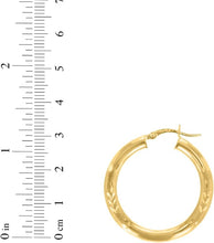 Load image into Gallery viewer, 10k Yellow Gold 4mm High Polish and Satin Finish Round Tube Hoop Earrings