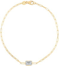 Load image into Gallery viewer, 14k Yellow Gold 1.5mm Paperclip Gemstone Chain Bracelet