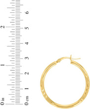 Load image into Gallery viewer, 10k Yellow Gold 2.5mm High Polish and Satin Finish Round Tube Hoop Earrings