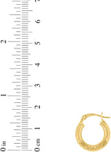 Load image into Gallery viewer, 10k Yellow Gold 3mm High Polish and Satin Finish Round Tube Hoop Earrings