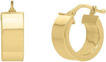 Load image into Gallery viewer, 14k Yellow Gold Small High Polish Square Wedding Band Hoop Earrings