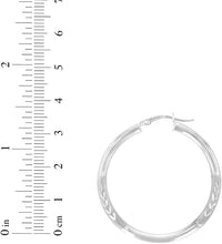 Load image into Gallery viewer, 10k White Gold 3mm High Polish and Satin Finish Round Tube Hoop Earrings