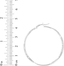 Load image into Gallery viewer, 10k White Gold 2mm High Polish and Satin Finish Round Tube Hoop Earrings