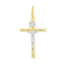 Load image into Gallery viewer, 10k Yellow Gold and White Gold Jesus Christ Cross INRI Crucifix Pendant