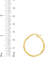 Load image into Gallery viewer, 10k Yellow Gold 2mm High Polish and Satin Finish Round Tube Hoop Earrings