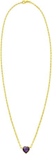 Load image into Gallery viewer, 14k Yellow Gold Heart Shape Gemstone Pendant Chain Necklace, 16” - 18 Inch - (Blue Topaz, Amethyst, Garnet, Citrine, or White Topaz)