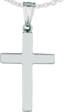 Load image into Gallery viewer, 14k White Gold 1.4" Classic Square Edged Cross Charm Pendant with optional Adjustable Chain Necklace