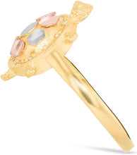 Load image into Gallery viewer, 10k Yellow Gold 15mm CZ Turtle Tri-Tone Ring, Sizes 4 - 9.5