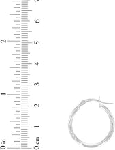 Load image into Gallery viewer, 10k White Gold 2mm High Polish and Satin Finish Round Tube Hoop Earrings