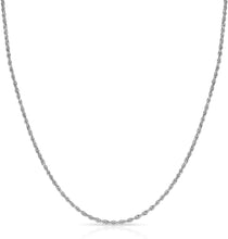 Load image into Gallery viewer, 14k White Gold 1.3mm Solid Rope Chain Diamond Cut Necklace
