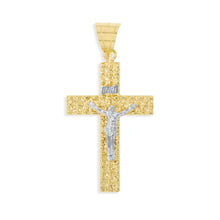 Load image into Gallery viewer, 10k Yellow Gold Nugget Cross Pendant