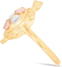 Load image into Gallery viewer, 10k Yellow Gold 18mm CZ Turtle Tri-Tone Ring, Sizes 4 - 9.5