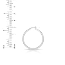 Load image into Gallery viewer, 14k White Gold 2mm x 15mm High Polish Round Tube Hoop Earrings