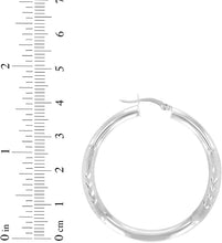 Load image into Gallery viewer, 10k White Gold 4mm High Polish and Satin Finish Round Tube Hoop Earrings