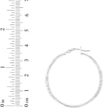 Load image into Gallery viewer, 10k White Gold 2mm High Polish and Satin Finish Round Tube Hoop Earrings