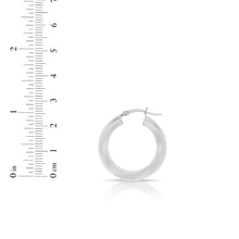 Load image into Gallery viewer, 14k White Gold 4mm x 25mm High Polish Round Tube Hoop Earrings