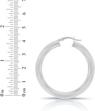 Load image into Gallery viewer, 10k White Gold 25mm x 5mm High Polish Round Tube Hoop Earrings
